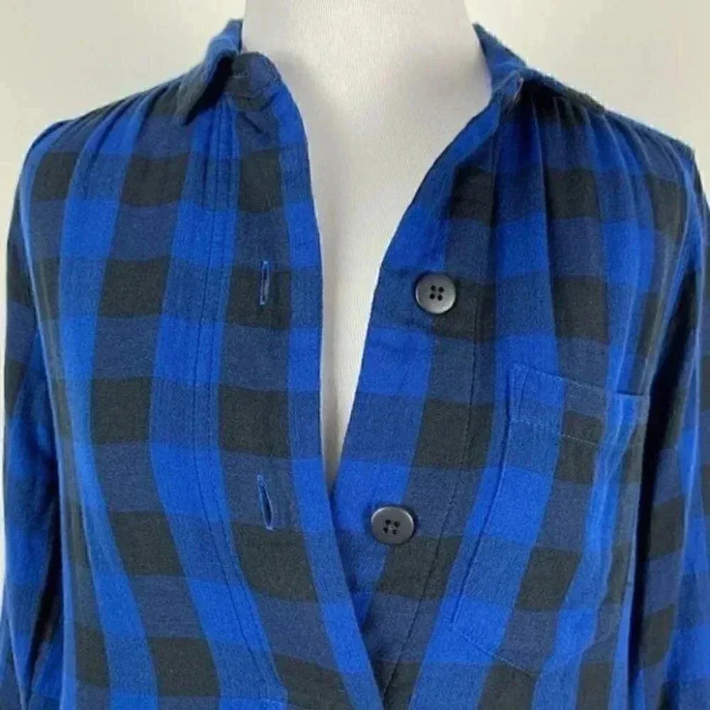 Madewell latitude shirt dress XXS black blue E1510 - Picture 10 of 16